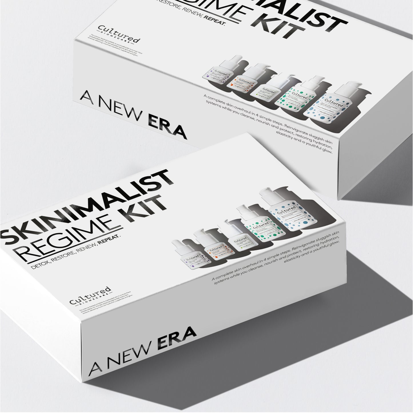White box containing Skinimalist Regime Kit - Set of five products by Cultured Biomecare