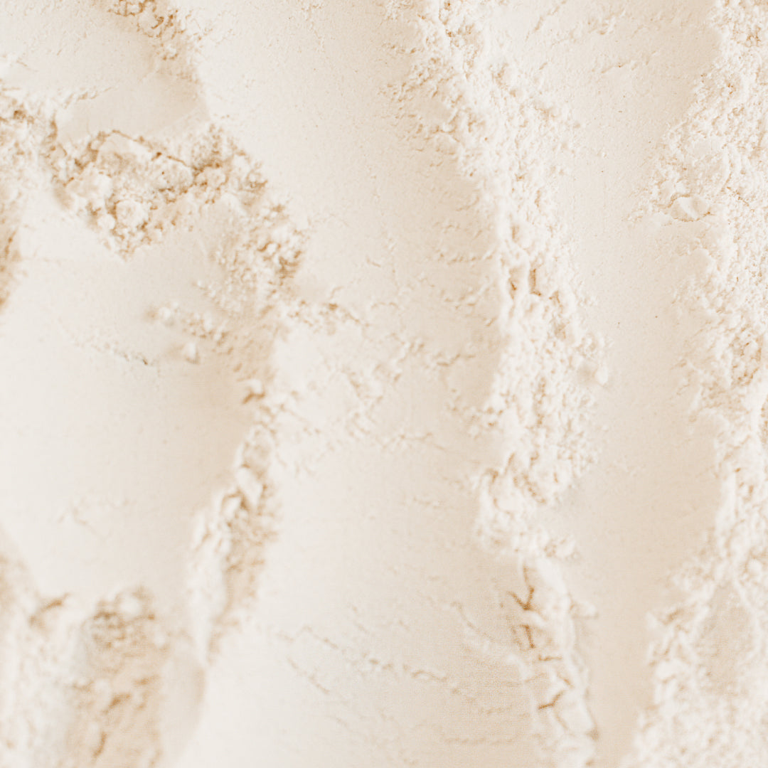 Close up of a fine white powder.